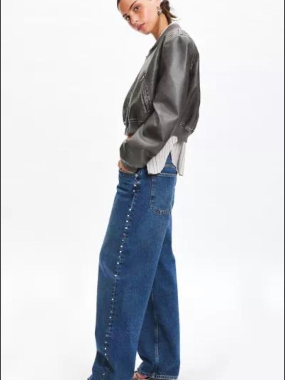 BDG Sutton Studded Baggy Wide Leg High Rise Denim Jeans Women's size 28